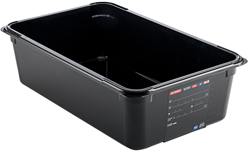 Conjunto de 6 Caixas Herm�ticas sem BPA em Preto GN1/1 de 19,6L