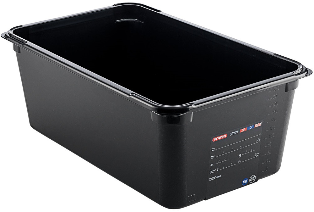 Conjunto de 6 Caixas Herm�ticas sem BPA em Preto GN1/1 de 26,1L