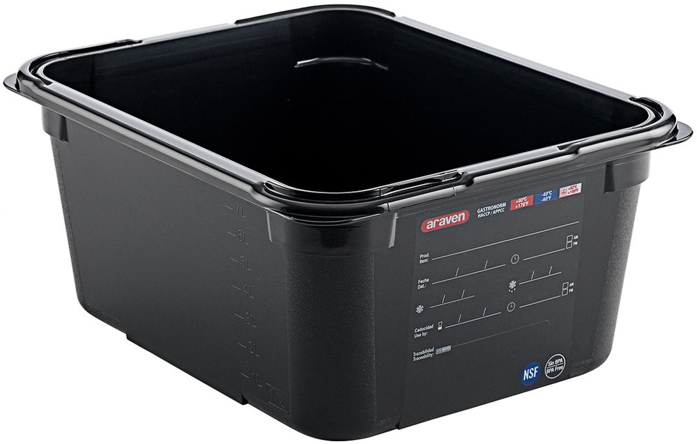 Conjunto de 6 Caixas Herm�ticas sem BPA em Preto GN1/2 de 9L