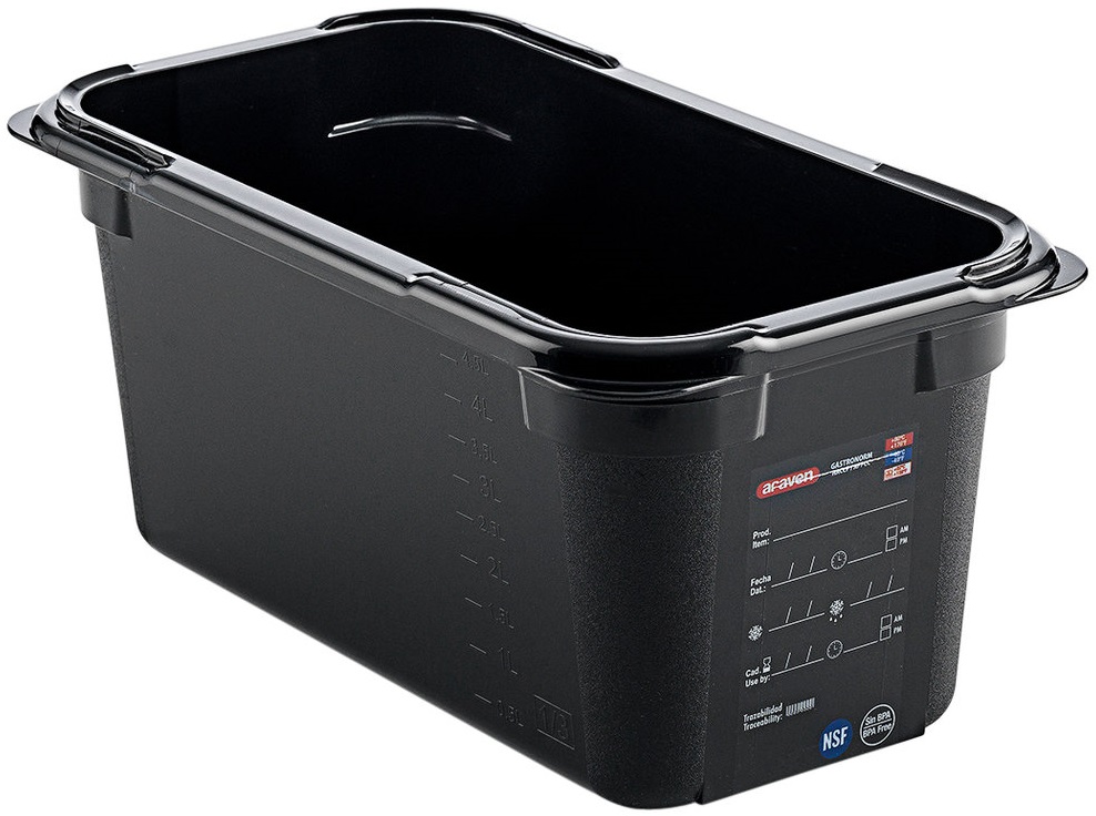 Conjunto de 6 Caixas Herm�ticas sem BPA em Preto GN1/3 de 5,4L