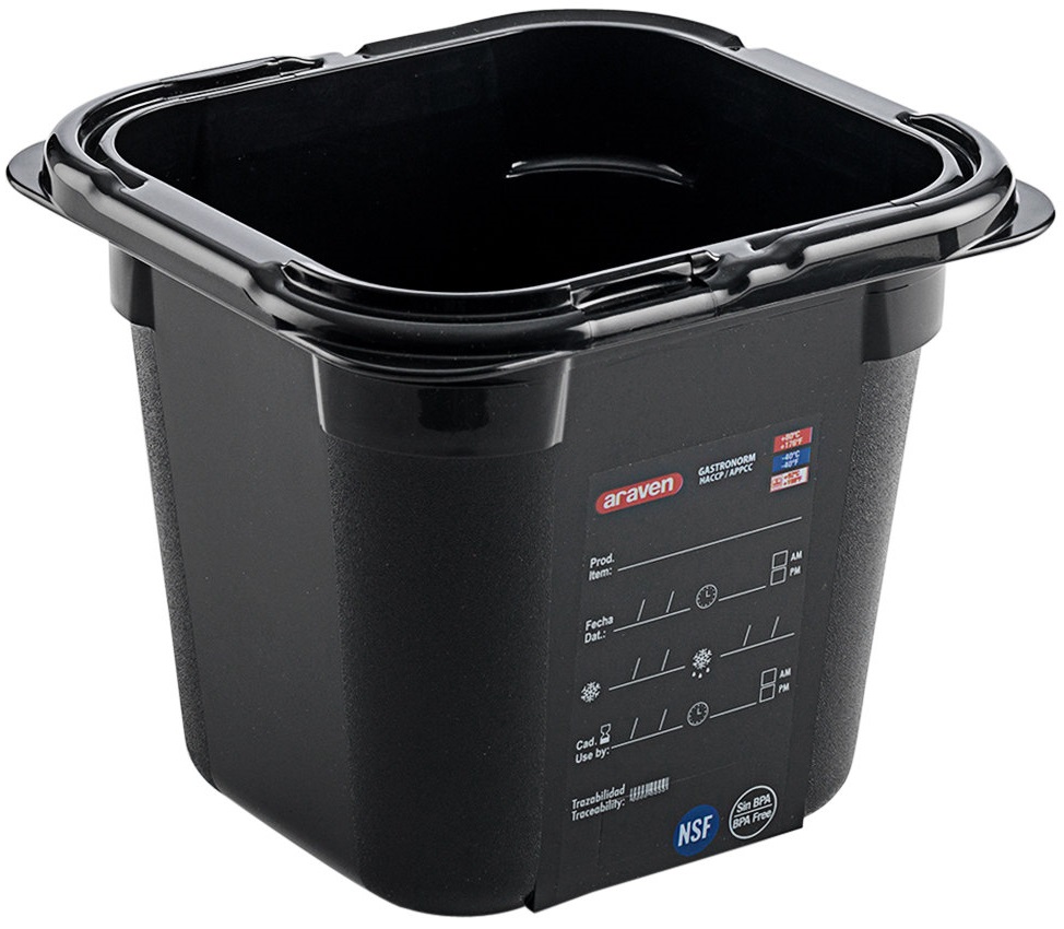 Conjunto de 6 Caixas Herm�ticas sem BPA em Preto GN1/6 de 2,15L