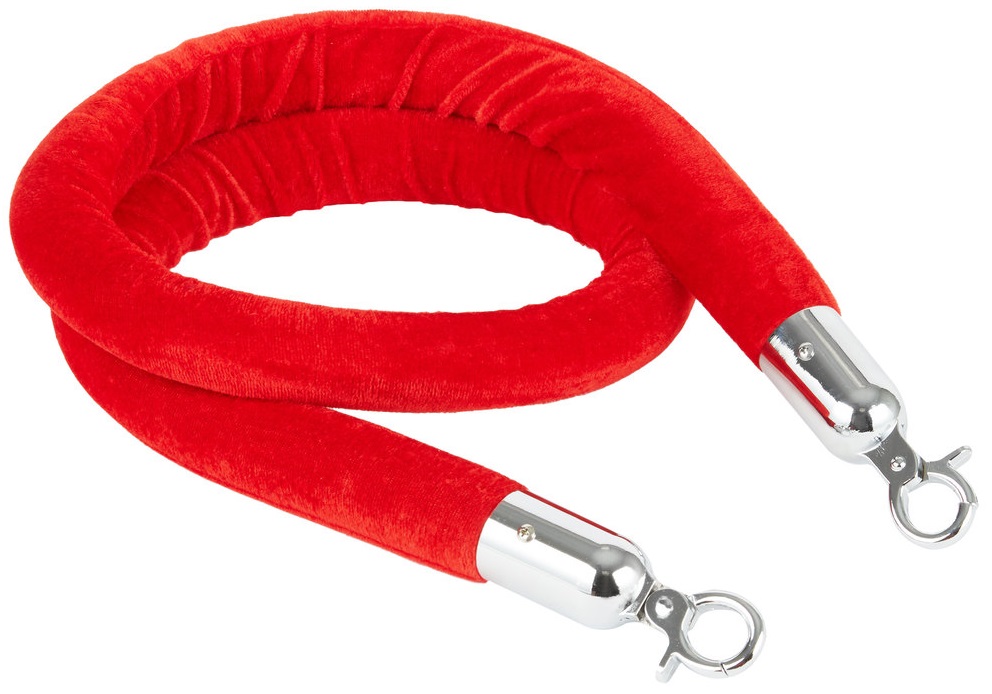 Corda de Veludo Vermelha com Gancho Cromado para Sistema de Barreira 